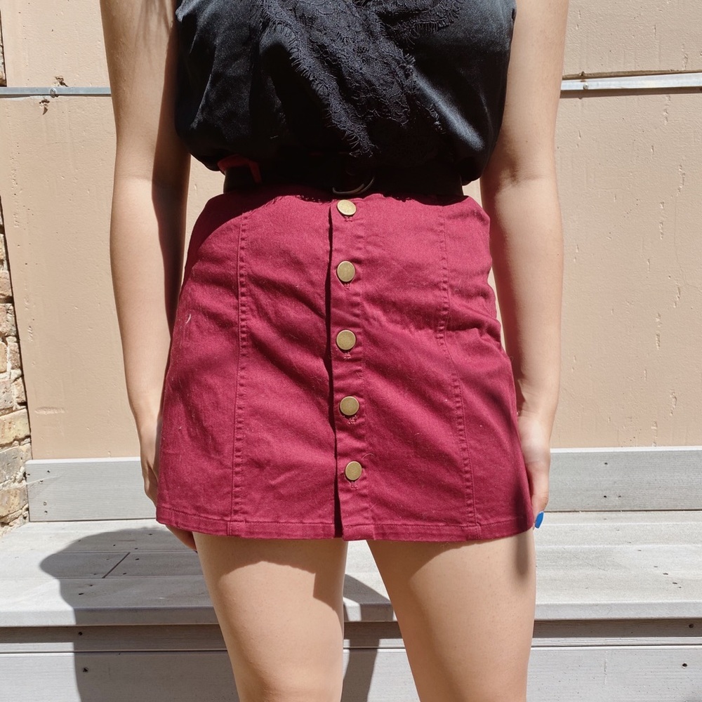 Forever 21 Maroon Button Up Skirt